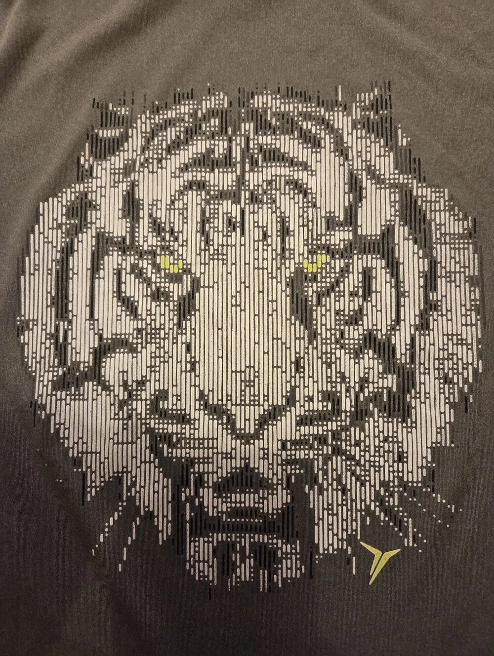 Old Navy Active Gray Tee with Pixel Tiger and Lime Accents